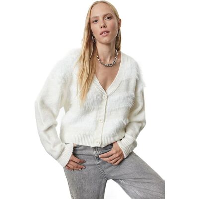 Inny producent TRENDYOL SWETER DAMSKI KARDIGAN Z FALBANAMI I GUZIKAMI BIAŁY S 5EA* Inny producent TRENDYOL SWETER DAMSKI KARDIGAN Z FALBANAMI I GUZIKAMI BIAŁY S 5EA*