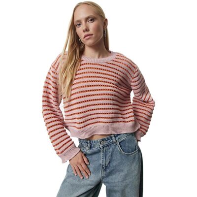 Inny producent TRENDYOL SWETER DAMSKI KRÓTKI W PASKI Z AŻUROWĄ FAKTURĄ S 5EA* Inny producent TRENDYOL SWETER DAMSKI KRÓTKI W PASKI Z AŻUROWĄ FAKTURĄ S 5EA*