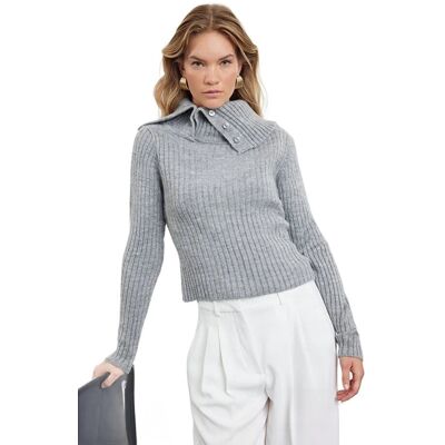 Inny producent TRENDYOL SWETER DAMSKI SZARY PRĄŻKOWANY Z GOLFEM I GUZIKAMI M 5EA* Inny producent TRENDYOL SWETER DAMSKI SZARY PRĄŻKOWANY Z GOLFEM I GUZIKAMI M 5EA*
