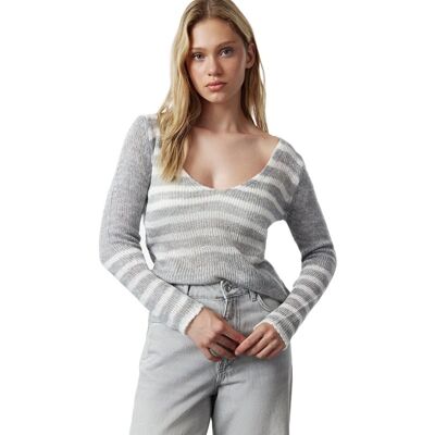 Inny producent TRENDYOL SWETER DAMSKI SZARY W PASKI Z DEKOLTEM V M 5EA* Inny producent TRENDYOL SWETER DAMSKI SZARY W PASKI Z DEKOLTEM V M 5EA*