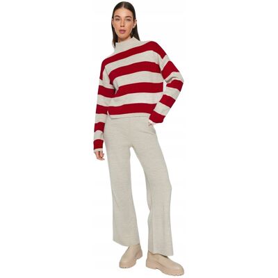 TRENDYOL SWETER DAMSKI W PASKI LUŹNY BEŻOWO CZERWONY XS OPA TRENDYOL SWETER DAMSKI W PASKI LUŹNY BEŻOWO CZERWONY XS OPA