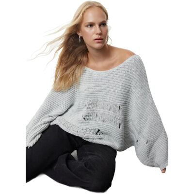 Inny producent TRENDYOL SZARY SWETER DAMSKI LUŹNY Z DZIURAMI I DEKOLTEM ŁÓDKA M 5EA* Inny producent TRENDYOL SZARY SWETER DAMSKI LUŹNY Z DZIURAMI I DEKOLTEM ŁÓDKA M 5EA*