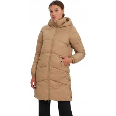 VERO MODA BEŻOWY PIKOWANY PŁASZCZ Z KAPTUREM I ZAMKIEM M JZA VERO MODA BEŻOWY PIKOWANY PŁASZCZ Z KAPTUREM I ZAMKIEM M JZA