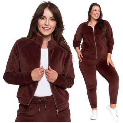 Welurowa Bluza Damska Rozpinana Moraj Gładka bez Kaptura Wygodna XL Welurowa Bluza Damska Rozpinana Moraj Gładka bez Kaptura Wygodna XL