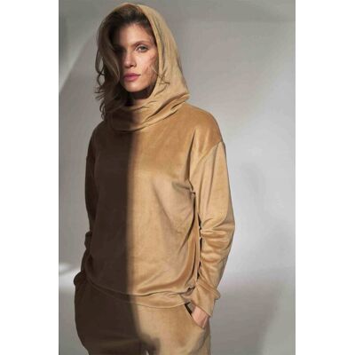 FIGL welurowa BLUZA damska ZE STÓJKĄ z kapturem DRES beżowa XL FIGL welurowa BLUZA damska ZE STÓJKĄ z kapturem DRES beżowa XL