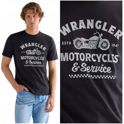 Wrangler Americana Tee czarna koszulka bawełniana t-shirt motorowe logo XL Wrangler Americana Tee czarna koszulka bawełniana t-shirt motorowe logo XL