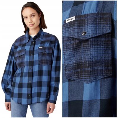 Wrangler BALOON SLEEVE SHIRT luźna koszula bawełniana damska w kratę M Wrangler BALOON SLEEVE SHIRT luźna koszula bawełniana damska w kratę M