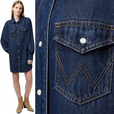 Wrangler Baloonsleeve Shirt Dress Granatowa Jeansowa Sukienka Koszula Xs Wrangler Baloonsleeve Shirt Dress Granatowa Jeansowa Sukienka Koszula Xs