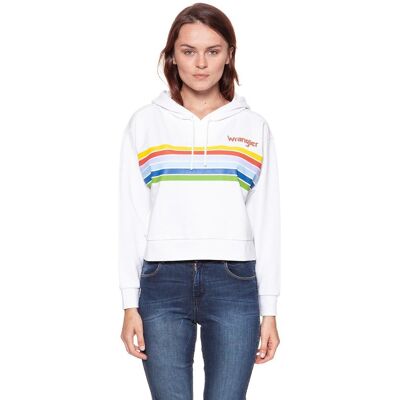 Wrangler Bluza damska, Cropped Hoody White W6073Hp12, rozmiar XS Wrangler Bluza damska, Cropped Hoody White W6073Hp12, rozmiar XS