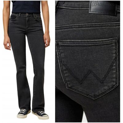 Wrangler BOOTCUT Black Wash rozszerzane damskie spodnie jeansowe W29 L32 Wrangler BOOTCUT Black Wash rozszerzane damskie spodnie jeansowe W29 L32