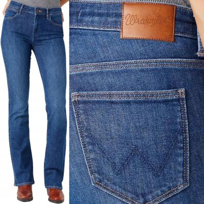 Wrangler BOOTCUT Good ROZSZERZANE CIEMNE DAMSKIE SPODNIE JEANSOWE W27 L32 Wrangler BOOTCUT Good ROZSZERZANE CIEMNE DAMSKIE SPODNIE JEANSOWE W27 L32