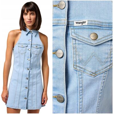 Wrangler DENIM COLLARED DRESS Sunbleach sukienka jeansowa bez rękawów S Wrangler DENIM COLLARED DRESS Sunbleach sukienka jeansowa bez rękawów S