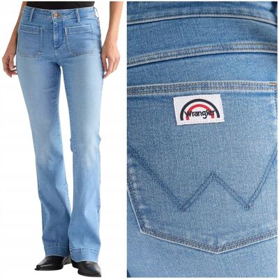 Wrangler FLARE high Hazel wysokie damskie spodnie jeansowe dzwony W28 L32 Wrangler FLARE high Hazel wysokie damskie spodnie jeansowe dzwony W28 L32