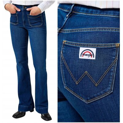 Wrangler Flare Traditional ciemne damskie spodnie jeansowe dzwony W33 L34 Wrangler Flare Traditional ciemne damskie spodnie jeansowe dzwony W33 L34