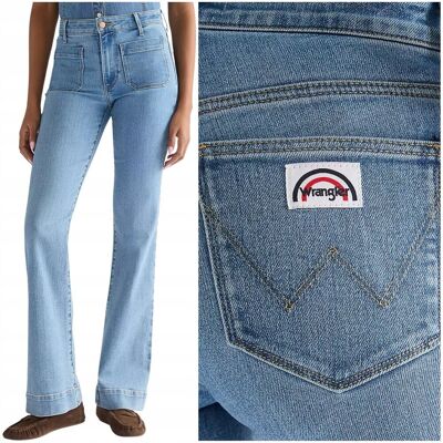 Wrangler FLARE Velvet Sky wysokie damskie spodnie jeansowe dzwony W29 L34 Wrangler FLARE Velvet Sky wysokie damskie spodnie jeansowe dzwony W29 L34