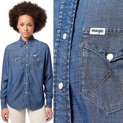 Wrangler Heritage Shirt Carson Ciemna Damska Koszula Jeansowa Regular S Wrangler Heritage Shirt Carson Ciemna Damska Koszula Jeansowa Regular S