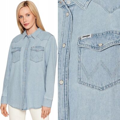 Wrangler HERITAGE SHIRT Light Indigo DżINS luźna koszula jeansowa damska XS Wrangler HERITAGE SHIRT Light Indigo DżINS luźna koszula jeansowa damska XS