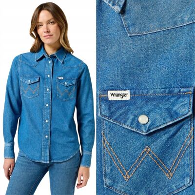 Wrangler HERITAGE SHIRT Mid Stone damska koszula jeansowa REGULAR FIT XS Wrangler HERITAGE SHIRT Mid Stone damska koszula jeansowa REGULAR FIT XS