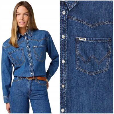 Wrangler Loose Shirt Dark Wash luźna ciemna damska koszula jeansowa XS Wrangler Loose Shirt Dark Wash luźna ciemna damska koszula jeansowa XS