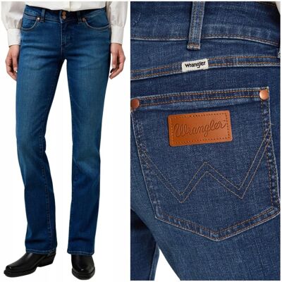 Wrangler LOW RISE BOLD BOOT rozszerzane damskie spodnie jeansowe W26 L32 Wrangler LOW RISE BOLD BOOT rozszerzane damskie spodnie jeansowe W26 L32