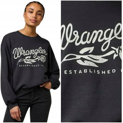 Wrangler OVERSIZED SWET Faded Black luźna bluza bawełniana damska z logo L Wrangler OVERSIZED SWET Faded Black luźna bluza bawełniana damska z logo L