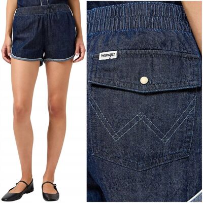 Wrangler PIPED SHORT Saddle damskie szorty jeansowe krótkie spodenki W27 Wrangler PIPED SHORT Saddle damskie szorty jeansowe krótkie spodenki W27
