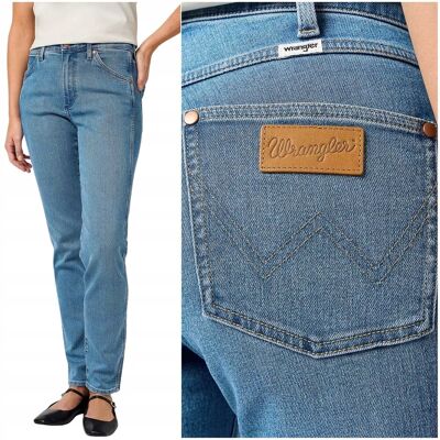 Wrangler PIPER Slim Velvet Sky wysokie damskie spodnie jeansowe W30 L34 Wrangler PIPER Slim Velvet Sky wysokie damskie spodnie jeansowe W30 L34