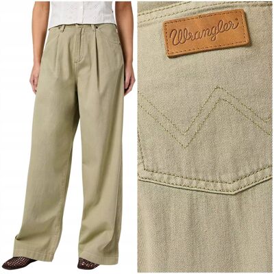 Wrangler Pleated Trouser luźne szerokie damskie spodnie materiałowe W32 L32 Wrangler Pleated Trouser luźne szerokie damskie spodnie materiałowe W32 L32