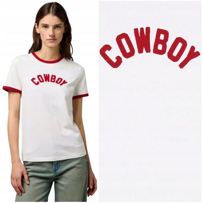 Wrangler Ringer Tee biała koszulka bawełniana damska t-shirt napis XL Wrangler Ringer Tee biała koszulka bawełniana damska t-shirt napis XL
