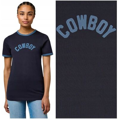 Wrangler Ringer Tee granatowa koszulka bawełniana damska t-shirt napis XL Wrangler Ringer Tee granatowa koszulka bawełniana damska t-shirt napis XL