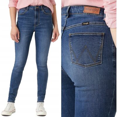 Wrangler SKINNY Cloud RURKI Z WYŻSZYM STANEM BLUE DżINS W27 L32 Wrangler SKINNY Cloud RURKI Z WYŻSZYM STANEM BLUE DżINS W27 L32