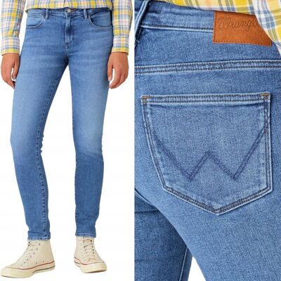 Wrangler SKINNY Dazed DAMSKIE SPODNIE JEANSOWE RURKI BLUE DżINS W28 L32 Wrangler SKINNY Dazed DAMSKIE SPODNIE JEANSOWE RURKI BLUE DżINS W28 L32