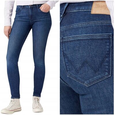 Wrangler SKINNY Footloose granatowe damskie spodnie jeansowe rurki W27 L32 Wrangler SKINNY Footloose granatowe damskie spodnie jeansowe rurki W27 L32