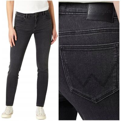 Wrangler SKINNY Soft Nights czarne damskie spodnie jeansowe rurki W25 L32 Wrangler SKINNY Soft Nights czarne damskie spodnie jeansowe rurki W25 L32