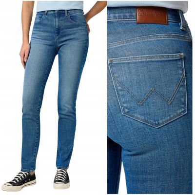 Wrangler SLIM dopasowane wysokie proste damskie spodnie jeansowe W34 L34 Wrangler SLIM dopasowane wysokie proste damskie spodnie jeansowe W34 L34