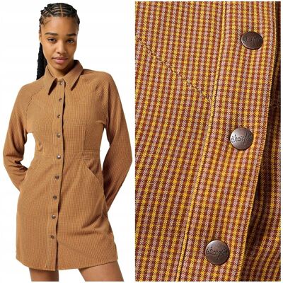 Wrangler SLIM FIT DRESS Madder Brown dopasowana bawełniana sukienka XS Wrangler SLIM FIT DRESS Madder Brown dopasowana bawełniana sukienka XS