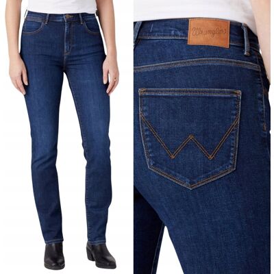 Wrangler SLIM Kensington DOPASOWANE PROSTE WYSOKI STAN CIEMNY DżINS W27 L32 Wrangler SLIM Kensington DOPASOWANE PROSTE WYSOKI STAN CIEMNY DżINS W27 L32