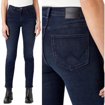 Wrangler SLIM Kourt DOPASOWANE PROSTE Z WYSOKIM STANEM CIEMNY DżINS W27 L32 Wrangler SLIM Kourt DOPASOWANE PROSTE Z WYSOKIM STANEM CIEMNY DżINS W27 L32