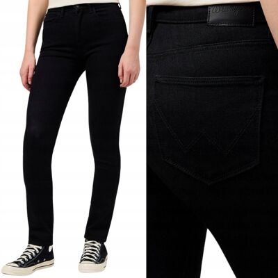 Wrangler SLIM Retro wysokie czarne proste damskie spodnie jeansowe W34 L34 Wrangler SLIM Retro wysokie czarne proste damskie spodnie jeansowe W34 L34