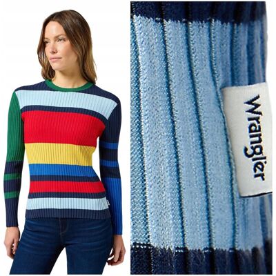 Wrangler SLIM RIB SWEATER elastyczny dopasowany damski sweter w paski XL Wrangler SLIM RIB SWEATER elastyczny dopasowany damski sweter w paski XL