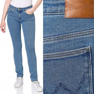 Wrangler SLIM Static Stone DOPASOWANE PROSTE WYSOKI STAN BLUE DżINS W30 L32 Wrangler SLIM Static Stone DOPASOWANE PROSTE WYSOKI STAN BLUE DżINS W30 L32
