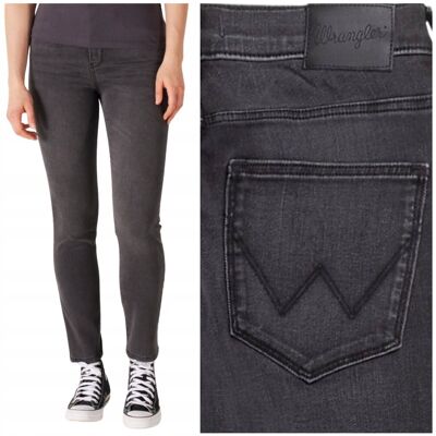 Wrangler SLIM Zuri proste wysokie szare damskie spodnie jeansowe W31 L34 Wrangler SLIM Zuri proste wysokie szare damskie spodnie jeansowe W31 L34