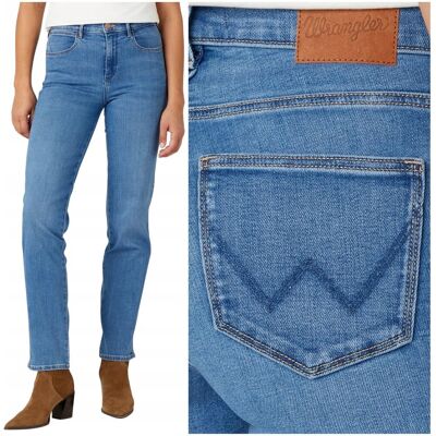 Wrangler STRAIGHT Aurelia proste wysokie damskie spodnie jeansowe W28 L34 Wrangler STRAIGHT Aurelia proste wysokie damskie spodnie jeansowe W28 L34