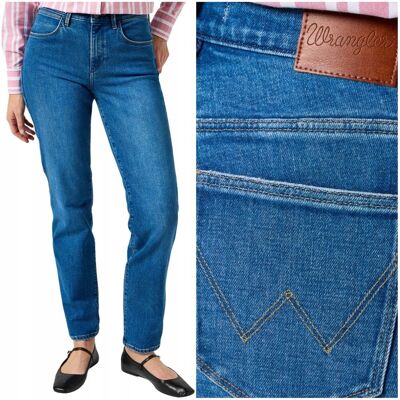 Wrangler STRAIGHT Blue Abyss proste damskie spodnie jeansowe W27 L30 Wrangler STRAIGHT Blue Abyss proste damskie spodnie jeansowe W27 L30
