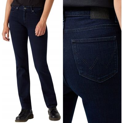 Wrangler Straight Blue Black proste damskie spodnie jeansowe W31 L32 Wrangler Straight Blue Black proste damskie spodnie jeansowe W31 L32