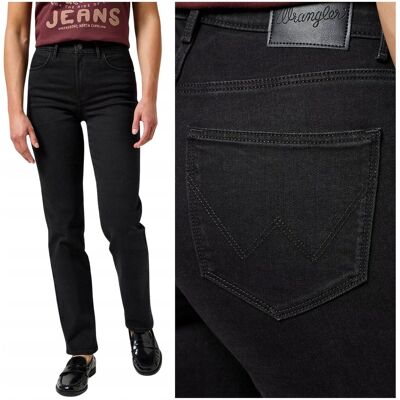 Wrangler STRAIGHT Drainpipe czarne proste damskie spodnie jeansowe W28 L34 Wrangler STRAIGHT Drainpipe czarne proste damskie spodnie jeansowe W28 L34