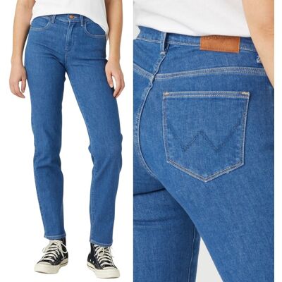 Wrangler STRAIGHT Eye Love You PROSTE WYŻSZY STAN BLUE DżINS W27 L32 Wrangler STRAIGHT Eye Love You PROSTE WYŻSZY STAN BLUE DżINS W27 L32
