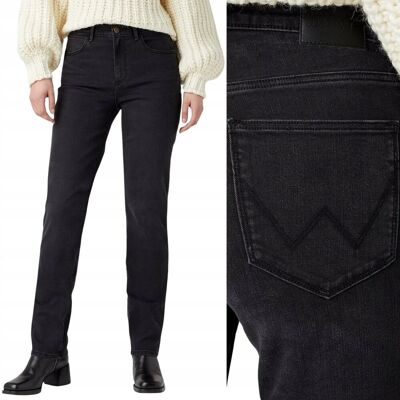 Wrangler STRAIGHT Kitty PROSTE WYŻSZY STAN CZARNY DżINS W28 L32 Wrangler STRAIGHT Kitty PROSTE WYŻSZY STAN CZARNY DżINS W28 L32