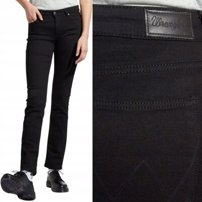 Wrangler STRAIGHT MID Rinsewash PROSTE ŚREDNI STAN CZARNY DżINS W27 L32 Wrangler STRAIGHT MID Rinsewash PROSTE ŚREDNI STAN CZARNY DżINS W27 L32