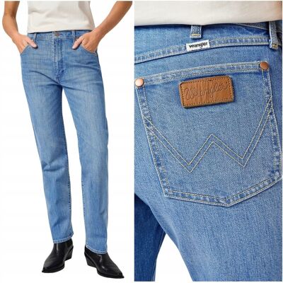 Wrangler SUNSET Baby Blue DżINS proste damskie spodnie jeansowe W30 L32 Wrangler SUNSET Baby Blue DżINS proste damskie spodnie jeansowe W30 L32